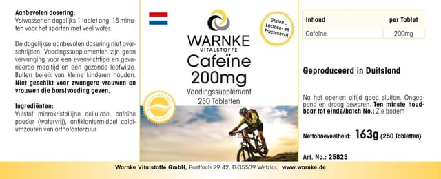 Thumbnail 6 de Warnke Vitalstoffe Caffeina pura 200 mg in compresse 250 vegane đź’Š