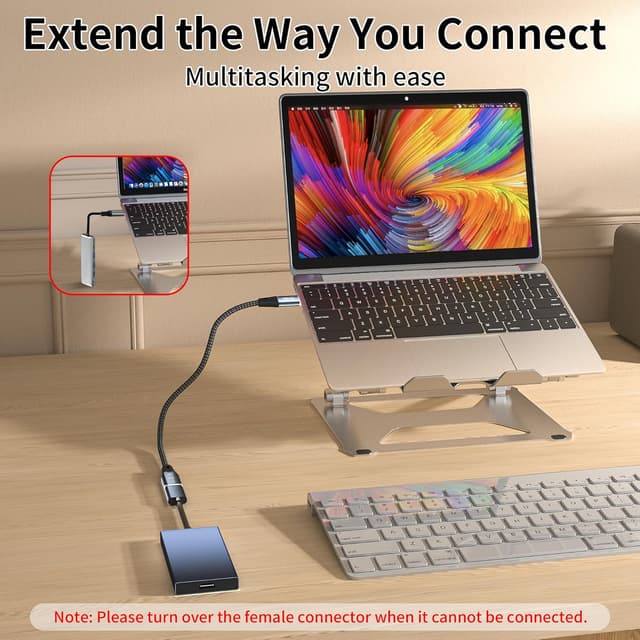 Detalle 2 de USBC Kabel Verlängerung kompatibel mit Thunderbolt 4 (USB 4/USB 4.8K@60Hz, 40 Gbps, 240 W, 1 m) – USB-C Stecker auf Buchse