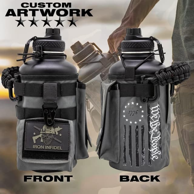 Detalle de Iron Infidel Battle Bottle Half Gallon Insulated 64 oz Stainless Steel Jug with Paracord Handle and Rugged Sleeve (Betsy Ross 2 Liter)