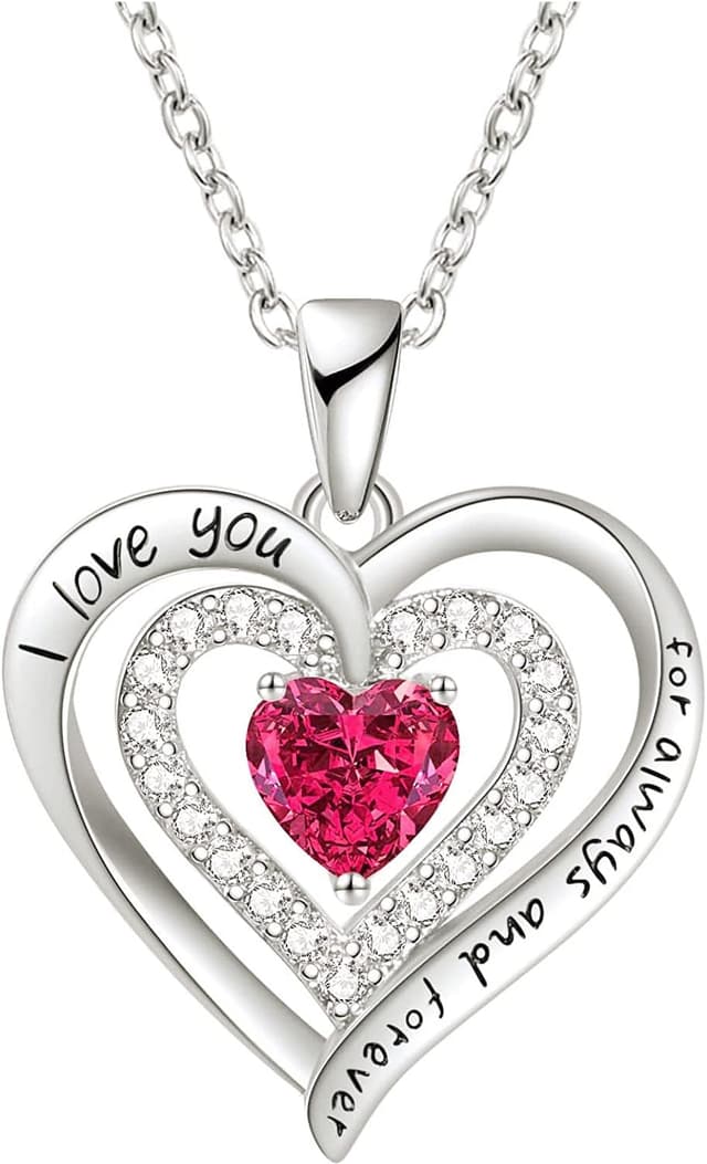 Detalle de LIHELEI Kette Damen „Forever Love“ mit Geburtsstein-Anhänger aus S925 Silber