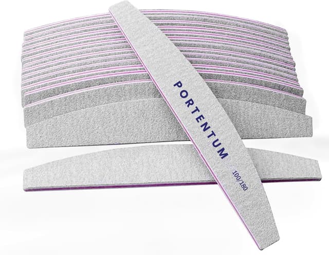 Detalle de PORTENTUM Nagelfeile 100/180 (16er Pack) – doppelseitig, trapezförmig, Kern in Lila