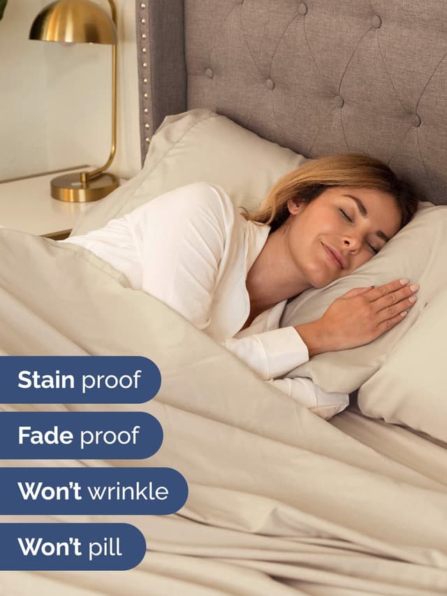 Detalle 2 de CGK Unlimited Extra Deep Queen Sheet Set (6-Piece) – Breathable, Cooling Microfiber with Extra-Deep Pockets – Wheat