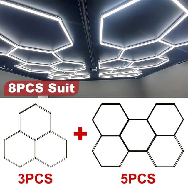 Thumbnail 6 de XAEIOW Superhelle sechseckige LED-Garagen-Deckenleuchte 23040 lm (IP44, 5 Module Hex)