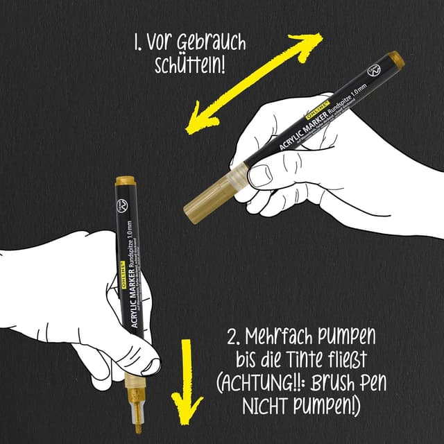 Detalle 2 de Online 5er-Set Acryl Stifte Gold – deckend für Handlettering, Brush Pen, Fineliner & Kalligrafie