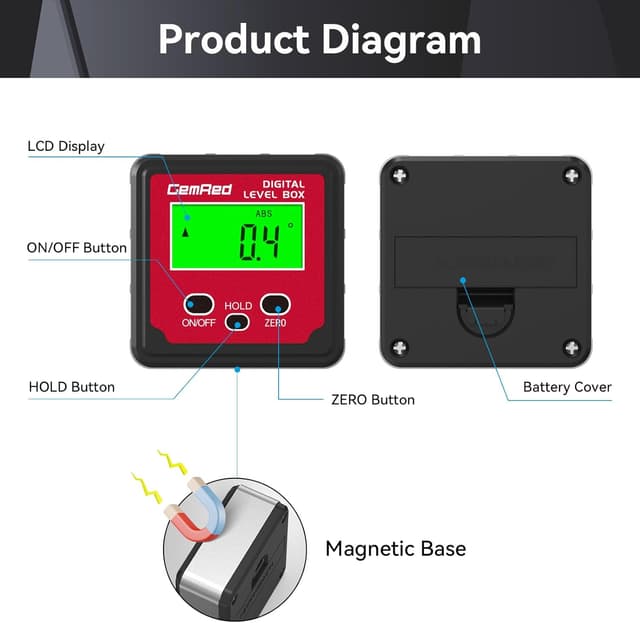 Detalle 2 de GemRed digitaler Winkelmesser mit Magnetfuß