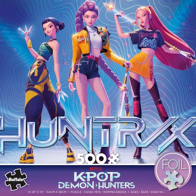 Detalle de Buffalo Games “for The Fans” 500-Piece K-pop Demon Hunters Foil Jigsaw Puzzle