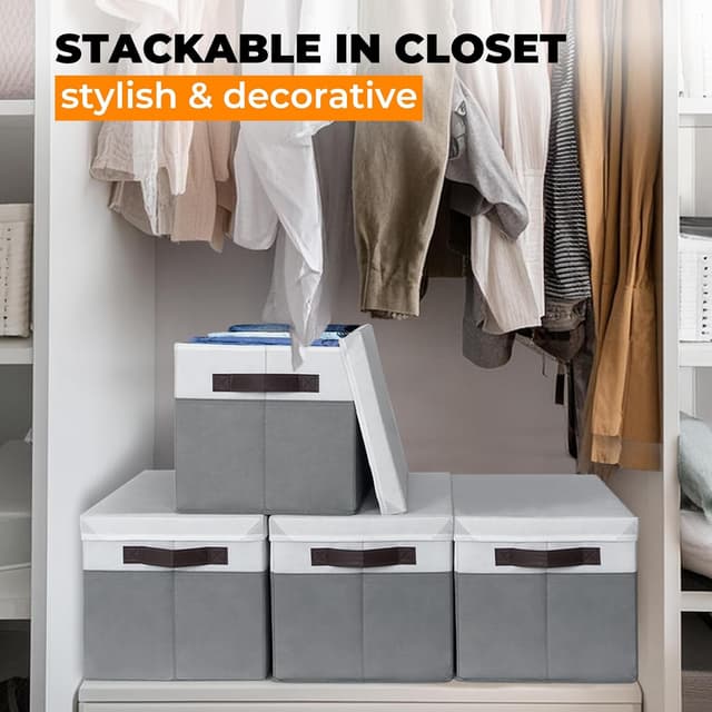 Detalle de Large Closet Storage Baskets 4-Pack 14x10x9.5 in