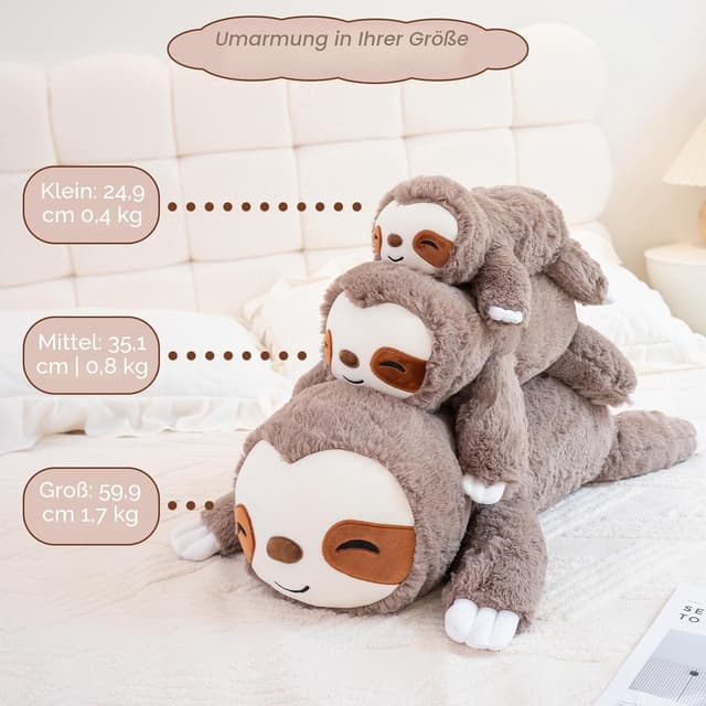 Detalle de SQEQE Gewichtetes Faultier Kuscheltier (35 cm) – Plüschkissen mit wohltuendem Druck