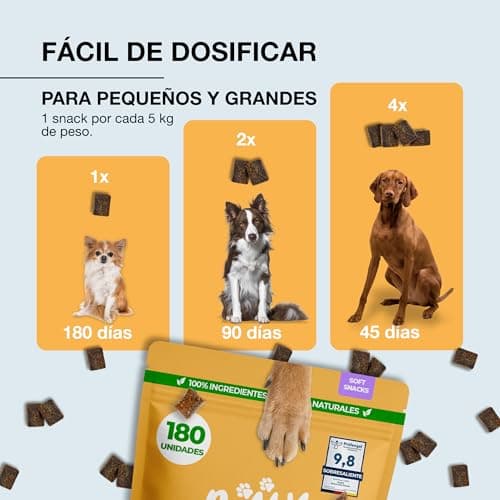 Detalle de Paawy Condroprotector para Perros con 180 snacks (glucosamina, condroitina, MSM y colágeno) para movilidad y artrosis