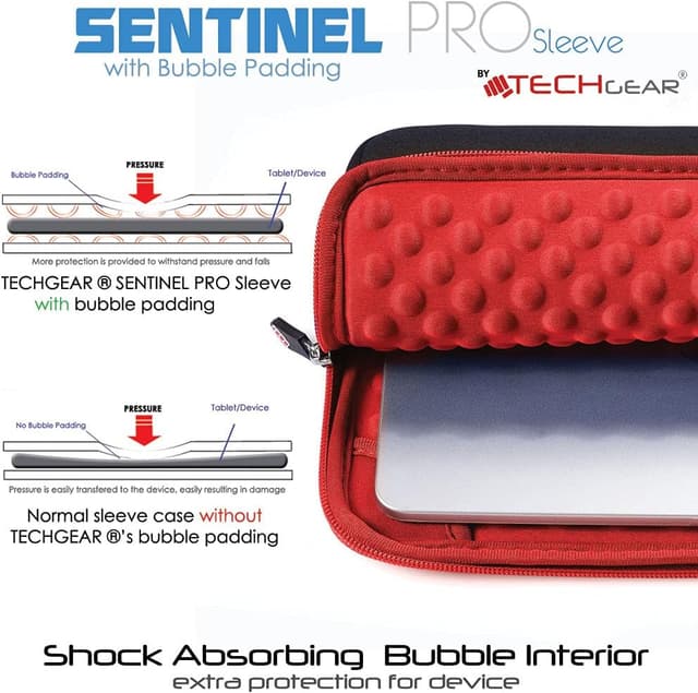 Detalle de TECHGEAR Pro Sleeve 9–11" Neoprene Zipped Pocket Anti-Shock Sleeve Pouch Case