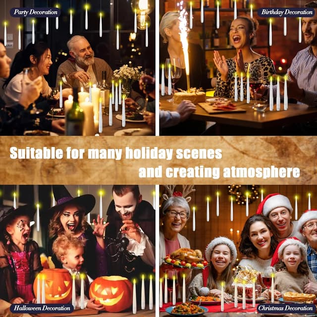 Thumbnail 5 de ALEIFLE 20 Pack Floating Candles with Wand