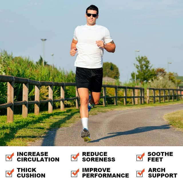 Detalle de Coskefy thick cushion thermal crew walking socks (6 pairs) with compression arch