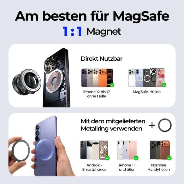 Detalle 1 de LISEN Vakuum Magnet‑Autohalterung für iPhone