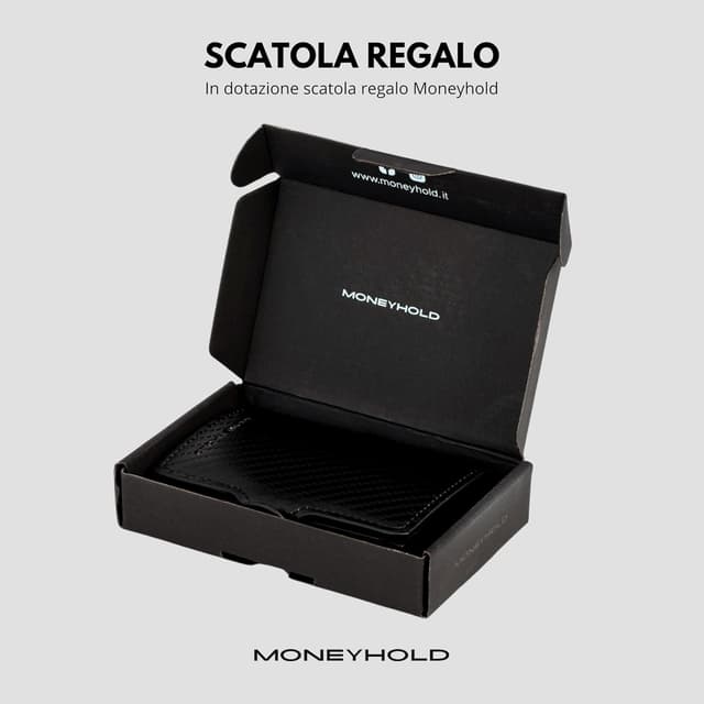 Detalle de Moneyhold portafoglio uomo slim con protezione RFID, porta carte e portamonete (fino a 10 tessere)