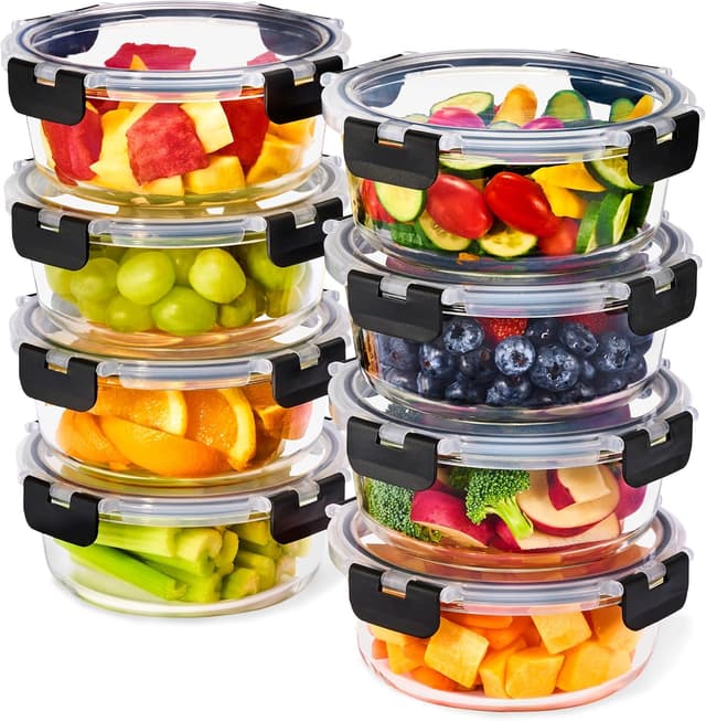 Detalle de Sorbus 16pc Glass Meal Prep Containers Set (8 x 32oz) with Airtight Lids