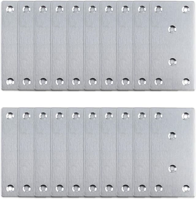 Detalle de 20PCS Silver Flat Mending Plates (80mm) in 304 Stainless Steel – Straight Flat Brackets for Furniture Repairs