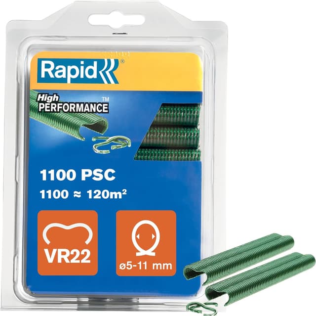 Detalle de Agrafes Rapid VR22 pour grillage, acier galvanisé plastifié vert (compatibles 5 à 11 mm) – 1000 pièces