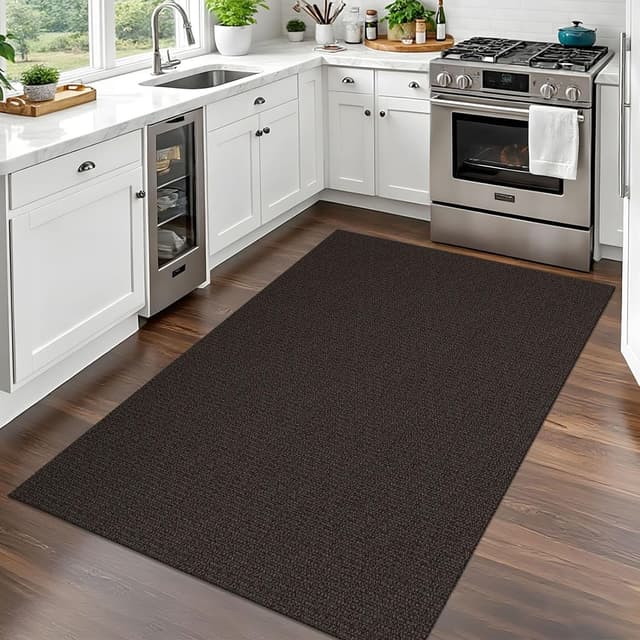 Detalle 2 de EARTHALL Washable Area Rug 3x5 Ft Non Slip Entryway Mat (Taupe/Coffee)