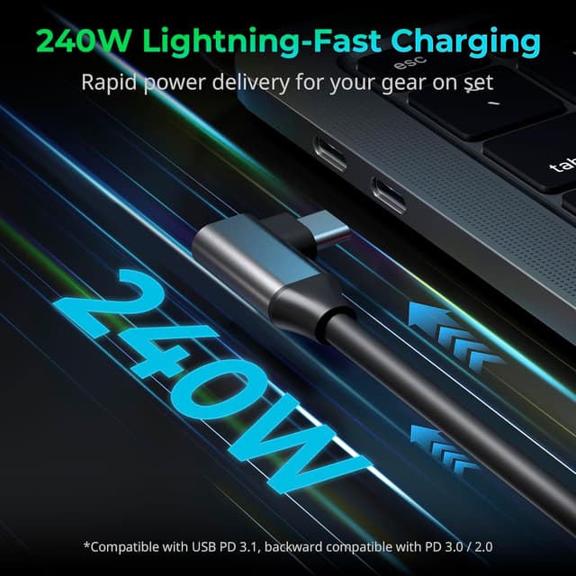 Detalle de SMALLRIG USB4 40 Gbit/s USB‑C‑Kabel (240 W Schnellladung), 8K@60 Hz, 60 cm – 5076