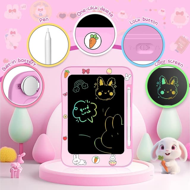 Detalle de Genialba LCD Writing Tablet (Rabbit) – colourful screen drawing board for ages 3–7