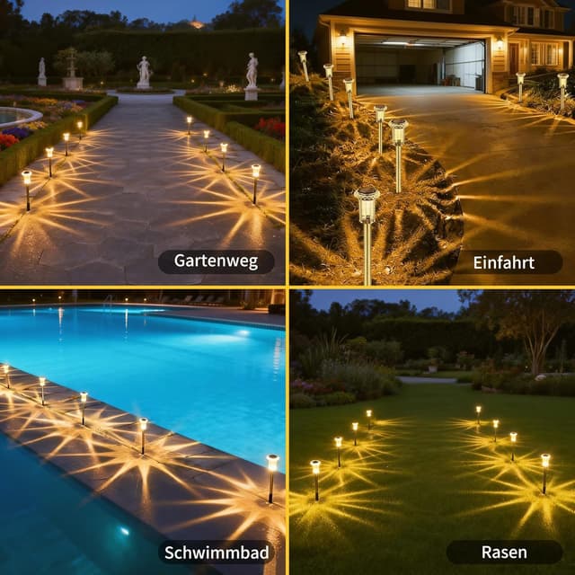 Thumbnail 6 de Sylvwin luci solari da giardino a LED (confezione da 10) bianco caldo, IP44