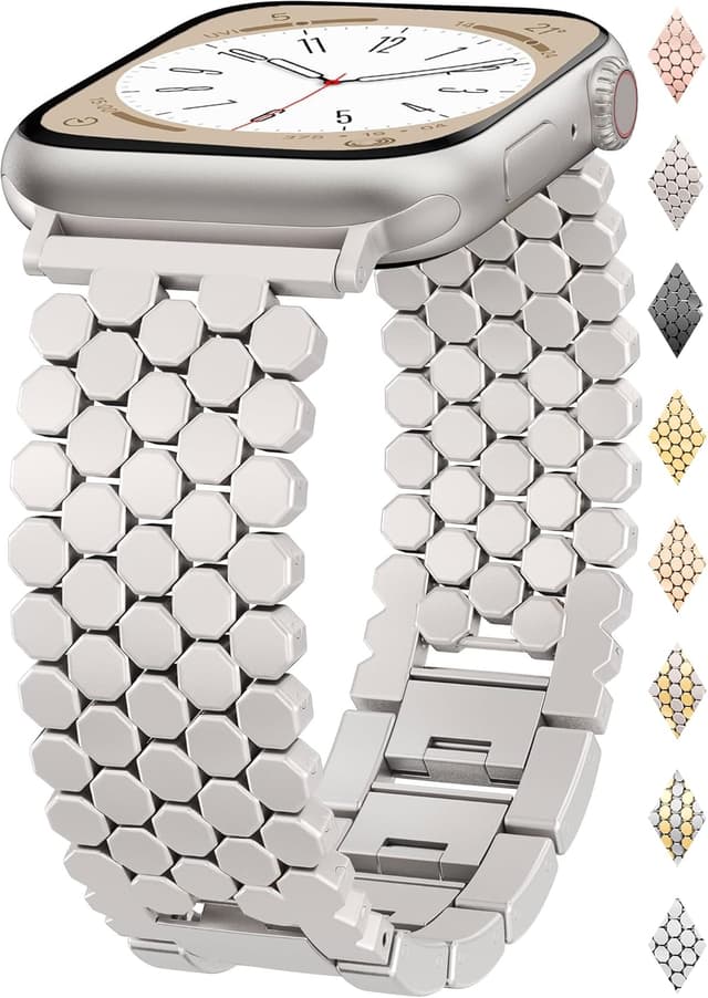 Detalle de JJii Sung cinturino in metallo a nido d’ape per Apple Watch 38/40/41/42/44/45/46/49 mm