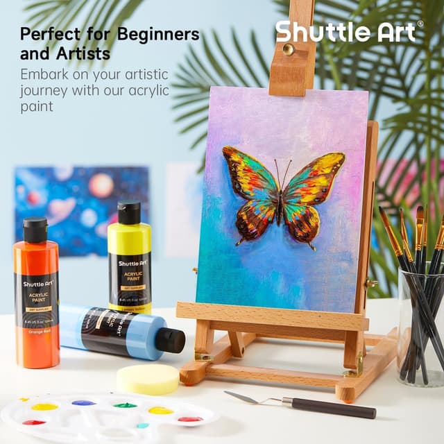 Detalle de Shuttle Art Acrylic Paint Set – 18 rich-pigment acrylic bottles (240ml/8.12oz)