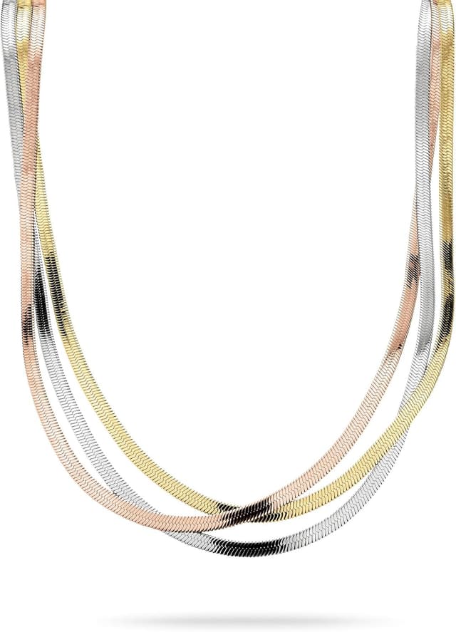 Detalle de LIEBESKIND BERLIN Damen Sleekchain Halskette aus Edelstahl – Ankerkette, Karabinerverschluss, 45 cm