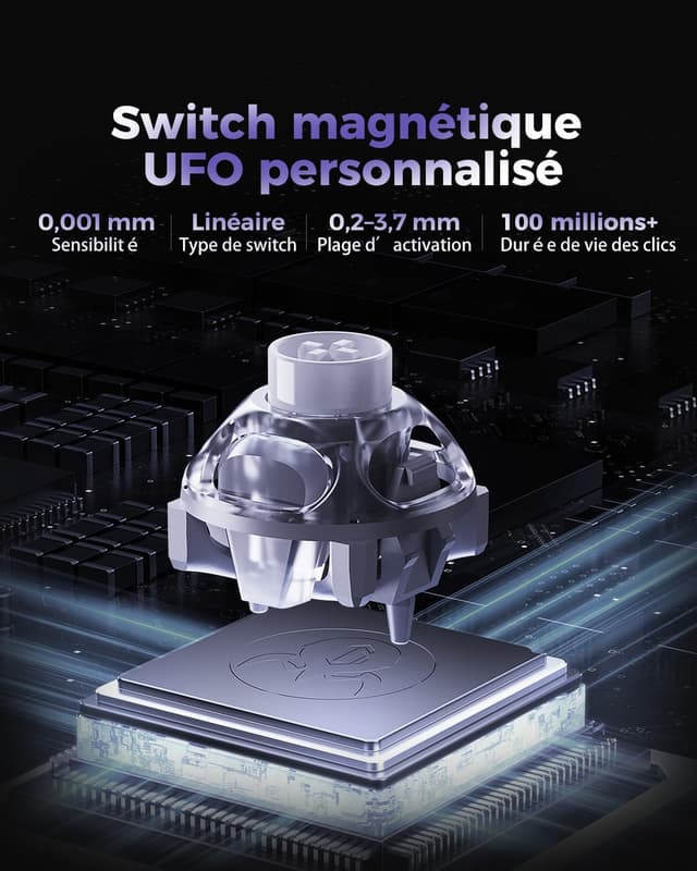 Detalle de GravaStar Mercury V60 HE Clavier Gaming Noir (V60 HE) à interrupteurs magnétiques