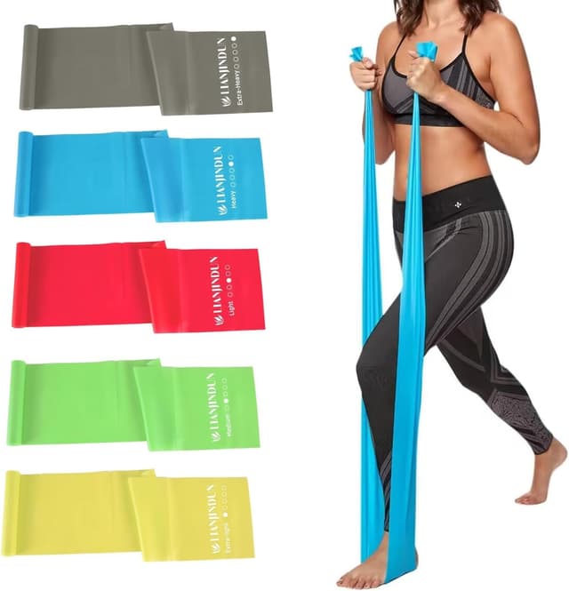 Detalle de Lianjindun 5-Pack Latex-Free Resistance Bands (5 Levels, Pilates & Therapy Flex Bands)