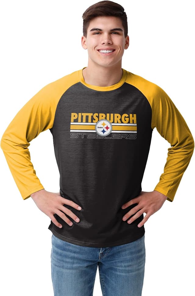 Detalle de FOCO NFL Men’s Team Logo Raglan T-Shirt (Officially Licensed)