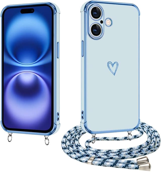 Imagen de E-Lush Handyhülle iPhone 16 Plus mit Band Blau en OfertitasTOP