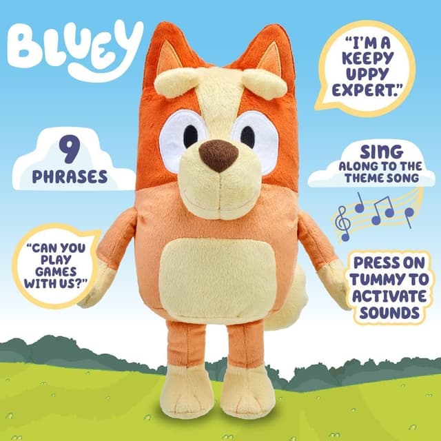 Detalle de Bluey Bingo Large 30cm Talking Sounds Plush (Talking Sounds) – cuddly jumbo soft toy