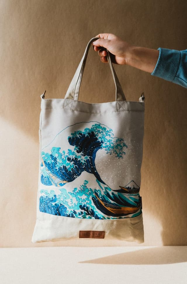 Detalle 2 de Grupo Erik Hokusai cotton tote bag – 100% cotton shopping bag for university, books & everyday carry