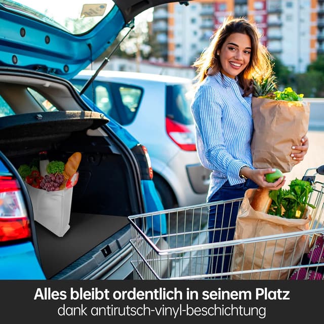 Detalle 2 de HAYATEC Universal Antirutschmatte für den Autokofferraum (120 x 100 cm) – rutschfeste, wasserdichte Gummimatte zum Zuschneiden