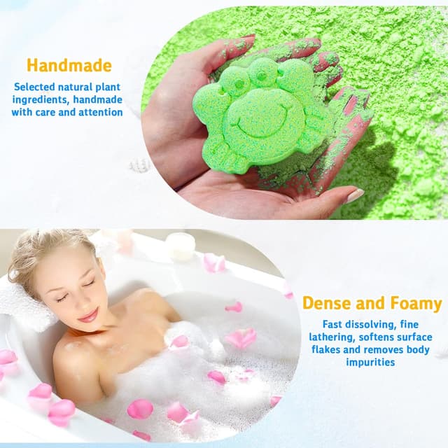 Detalle de HEYMKGO Bath Bombs Gift Set (8 pcs) with essential oil scents and bubble love stick
