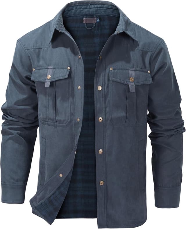 Detalle de Mr.Stream Herren karierte Flanellfutter Jacke als Hemdjacke im Western-/Cowboy-Stil