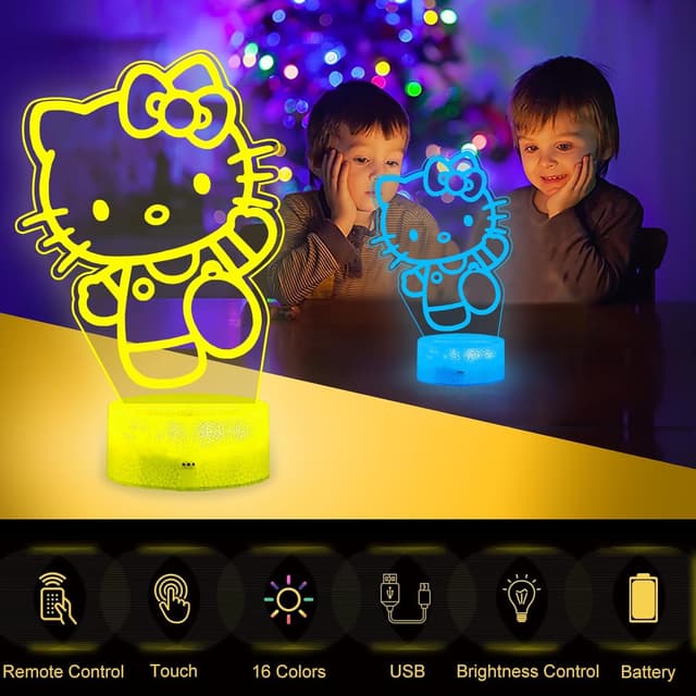 Detalle 2 de Eygerur Lampe Kitty, veilleuse 3D LED