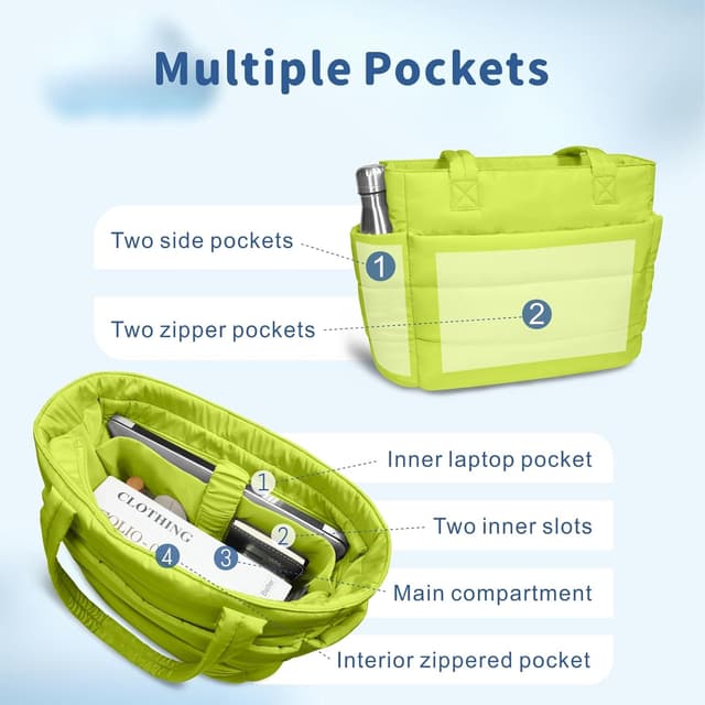 Thumbnail 6 de TOPDesign Puffer Tote Bag 16x6x12