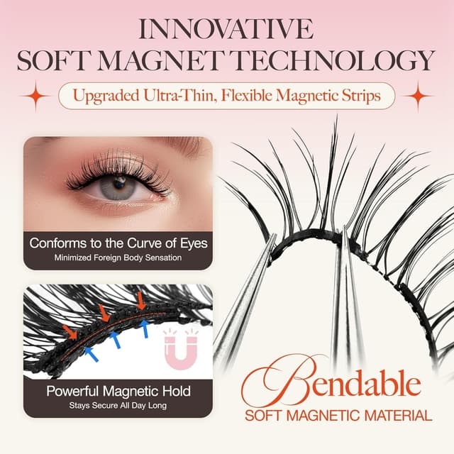 Detalle 2 de LASHVIEW Aurora Magnetic Eyelashes (Reusable Soft Magnetic Lashes Kit, No-Glue) A02