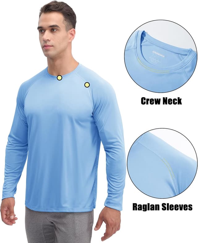 Detalle 2 de KEFITEVD Men’s Summer Long Sleeve Quick Dry Top – Lightweight Outdoor Beach Shirt