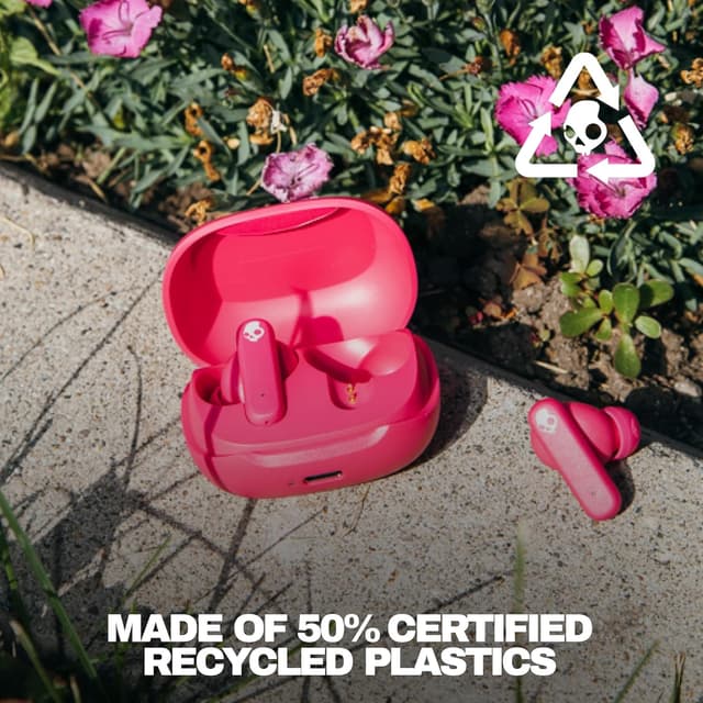 Detalle 2 de Skullcandy Smokin’ Buds Wireless Ohrhörer mit Bluetooth, IPX4 & bis zu 20 Stunden Akkulaufzeit (Rosa)