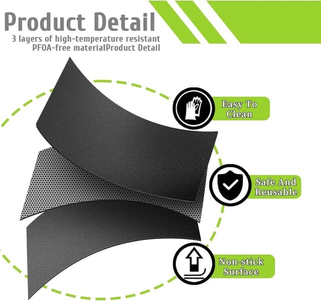 Thumbnail 4 de KitchenRaku Lot de 2 tapis de barbecue 32 x 50 cm