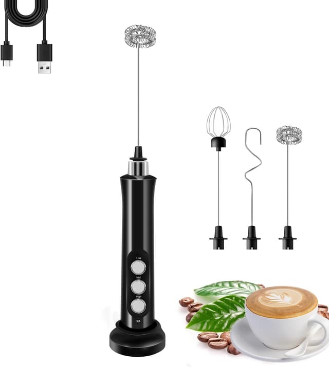 Detalle de Rechargeable Milk Frother with 3 Speeds ⚡