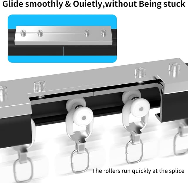 Detalle de Rail de rideau plafond et mural YLNANMI en aluminium, 3,23 m – coulissant silencieux et facile à installer