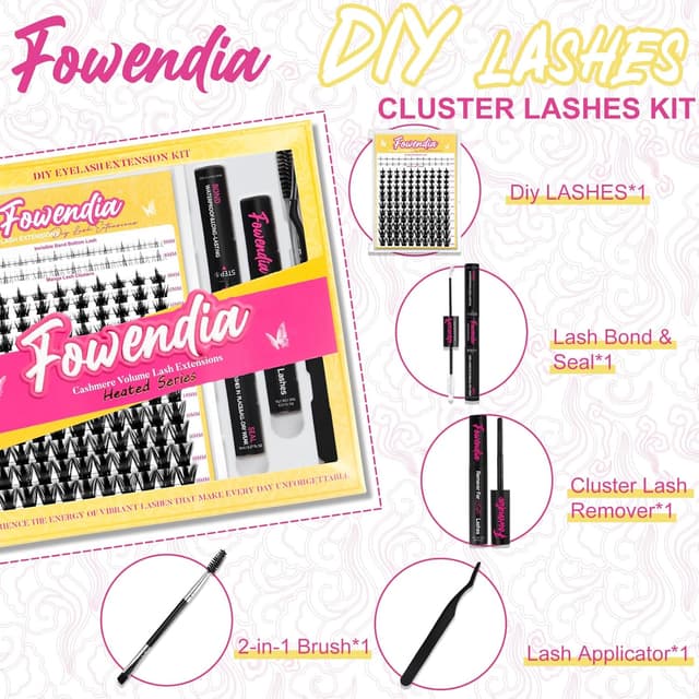 Detalle de Fowendia Lash Clusters Kit “California Sunset” (8–18mm) for DIY Lash Extensions