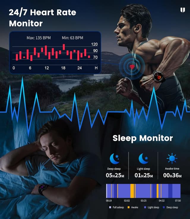 Detalle de LIGE Military Smart Watch with Flashlight