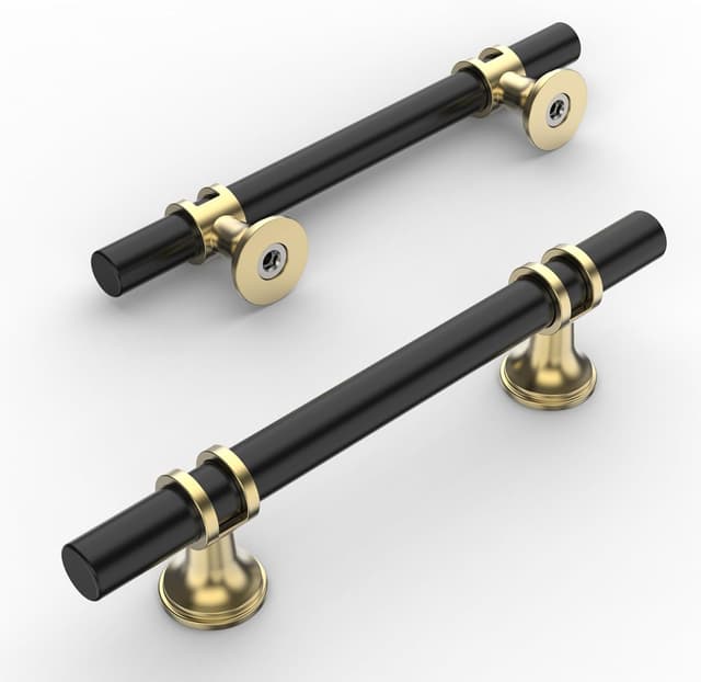 Detalle 2 de Amerdeco maniglie mobili nero e oro 10 pezzi