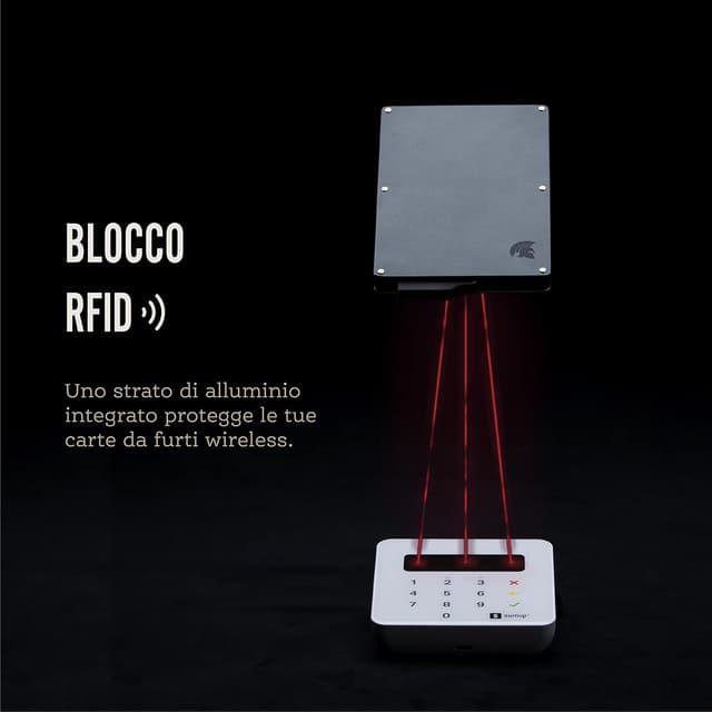 Detalle de POWR porta carte RFID in metallo slim