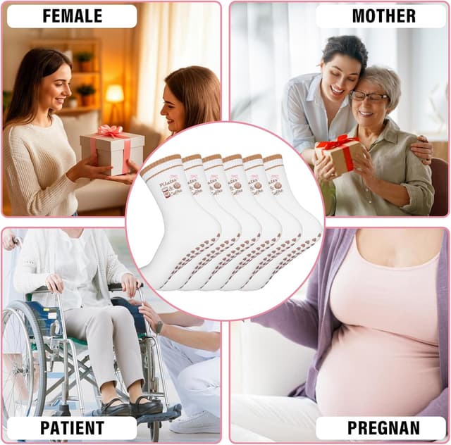 Detalle 2 de QBEJIME Pilates Socks for Women (Non-Slip Grip Yoga Socks) – 3 Pairs